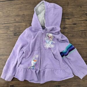 Disney Frozen 2 Elsa & Olaf Purple Full Zip Hoodie Girls Size 3T‎